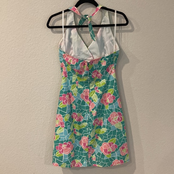 Lilly Pulitzer White Label Candy Halter Dress in Tile Green Cote D Azur - Picture 4 of 5